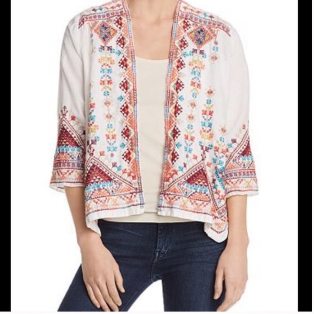 Johnny Was Velsia Embroidered Linen Bolero - Picture 2 of 9